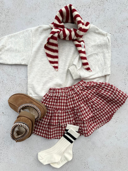 Soft stripe triangle scarf - blue/brown/red