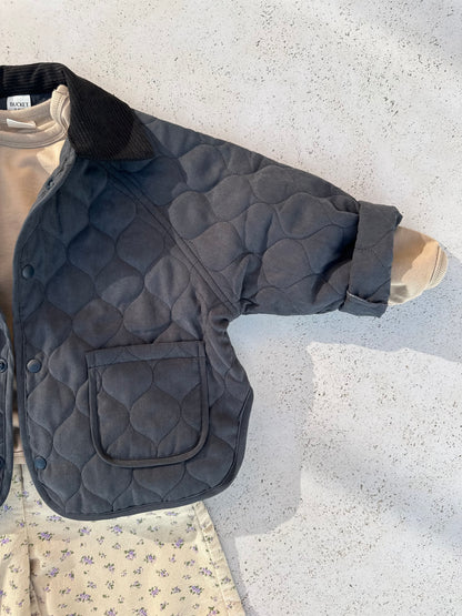 Quin collar quilted jacket - navy