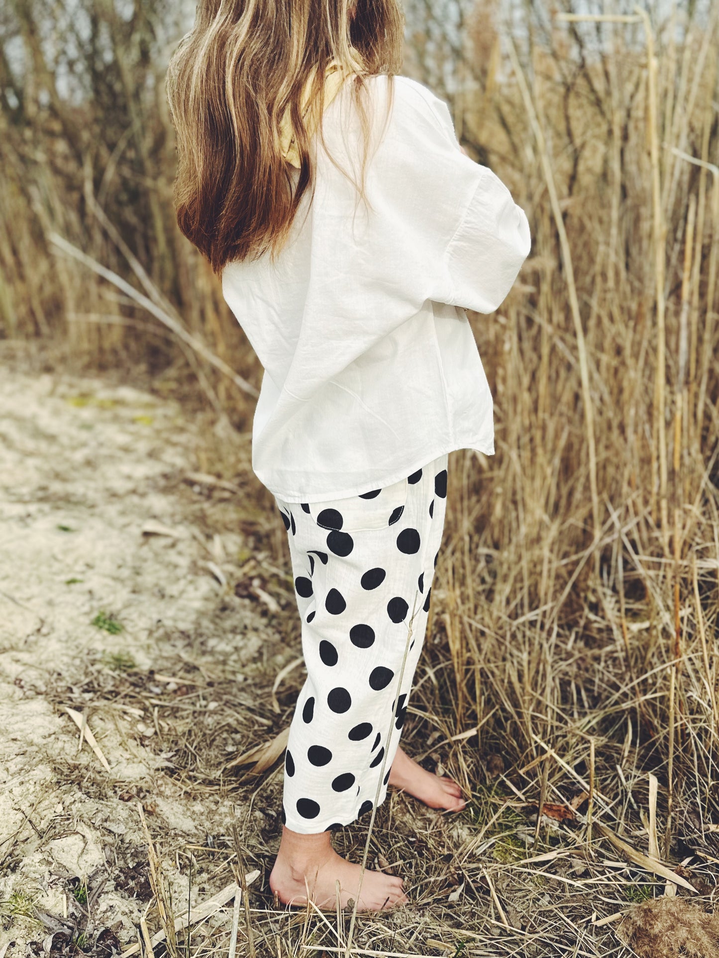 Pine flowy pants - ivory with black dots