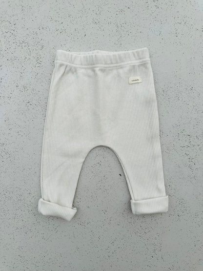Bebe cotton rib legging - beige/cream/indie-pink