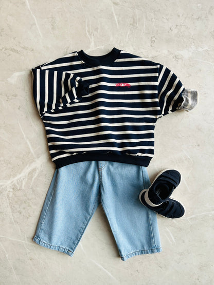 Marine stripe sweater - navy