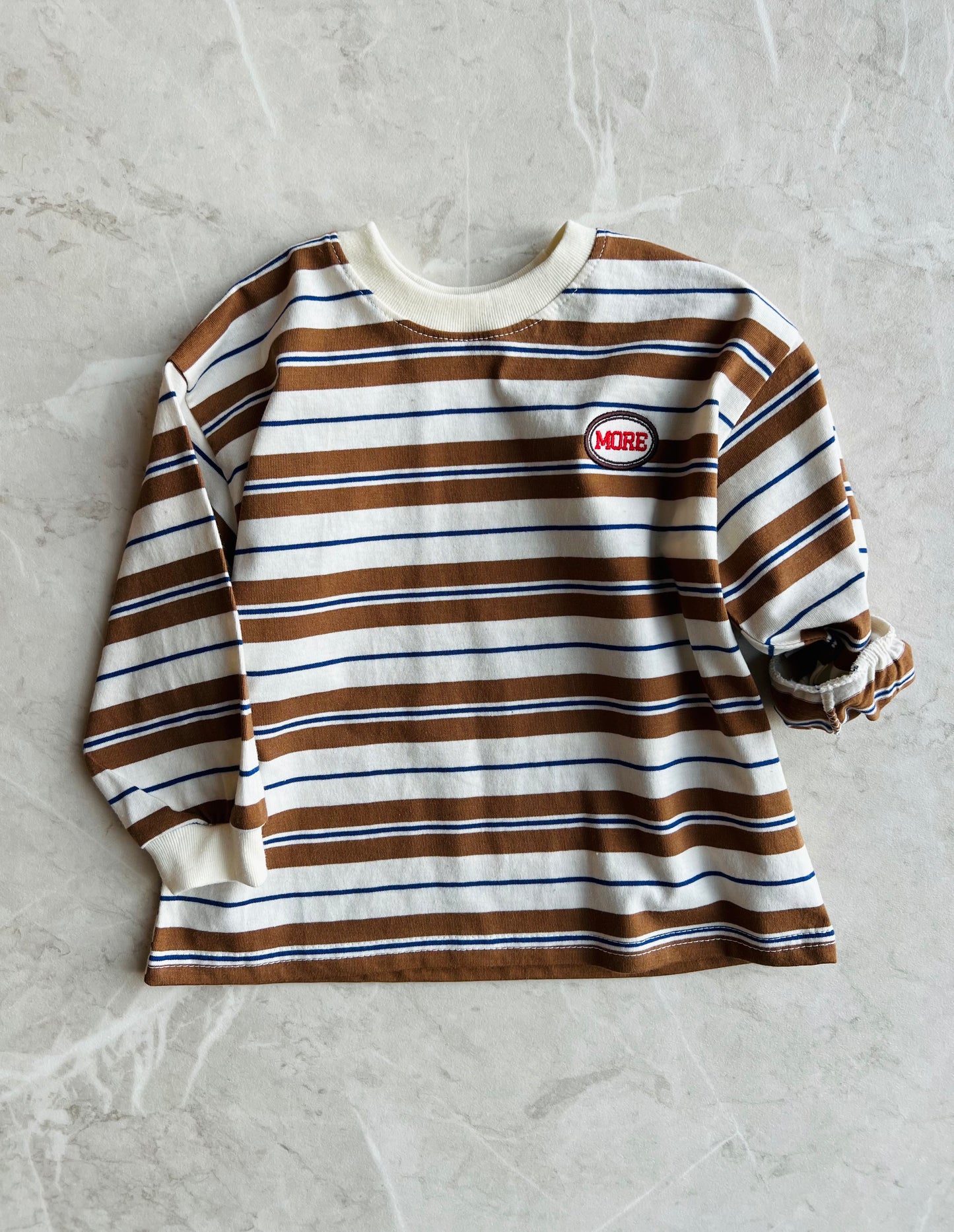 More stripe loose tee - brown/navy