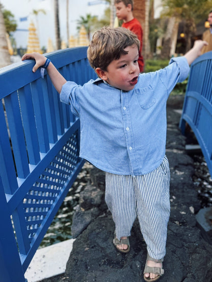Breeze flowy stripe pants - blue