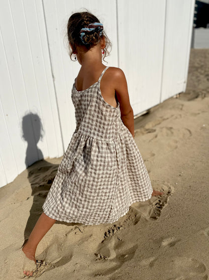 Molly check dress - light brown