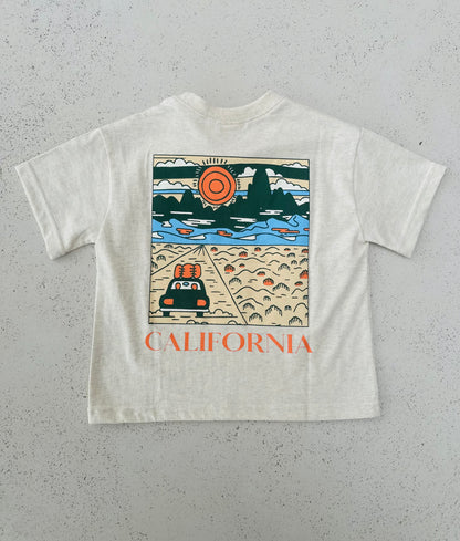 California boxy tee - Oatmeal melange