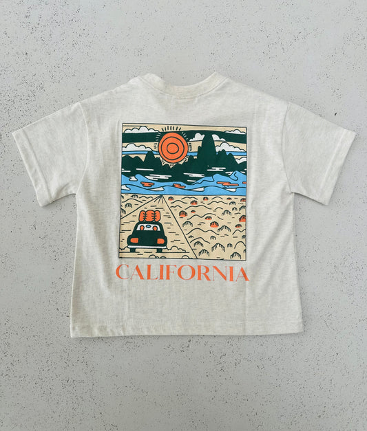 California boxy tee - Oatmeal melange