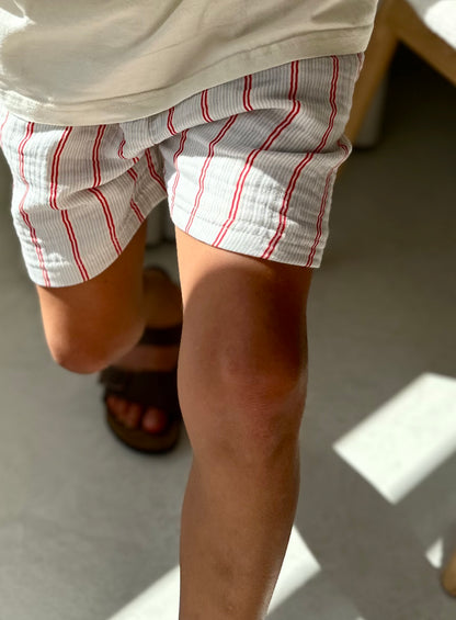 Carly stripe shorts - sky-red
