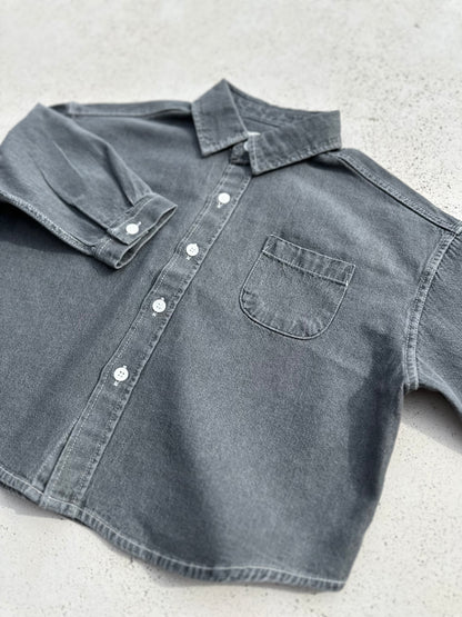 Bucket oversized denim shirt - grey
