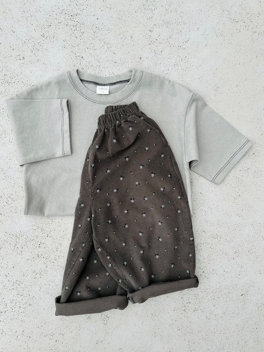 Comfy thick stitch tee - light grey