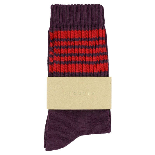 5 stripes socks - wine with red