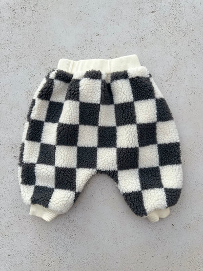 Bebe big check fleece joggers - grey