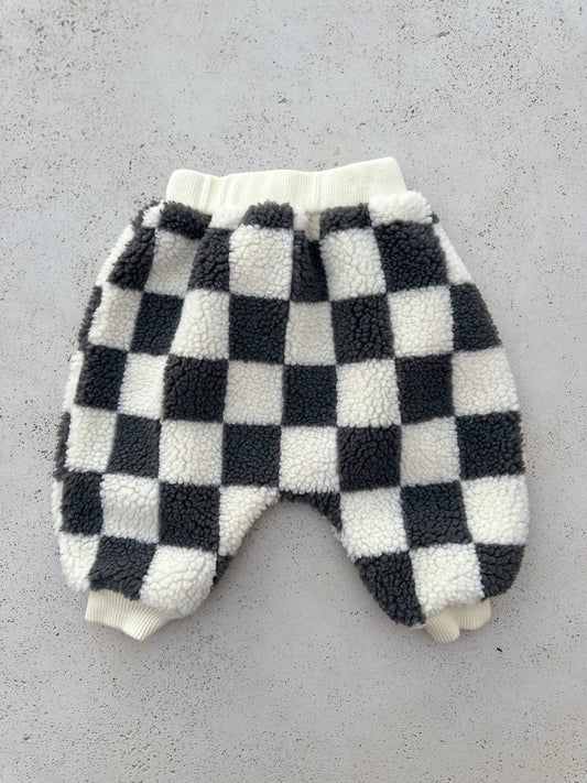 Bebe big check fleece joggers - grey