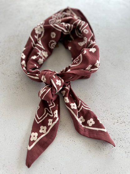 Oscar mom scarf - wine/butter/brown