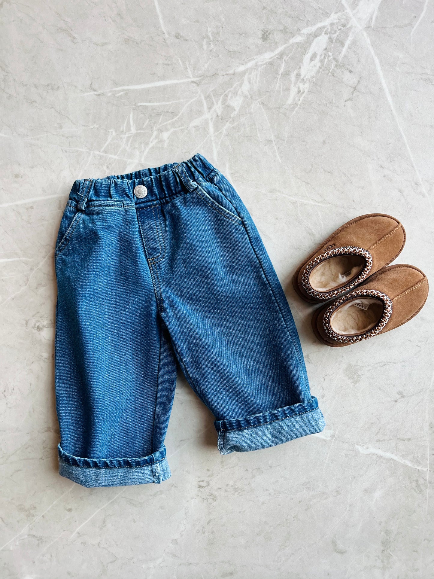 Wide Denim Pants - Blue