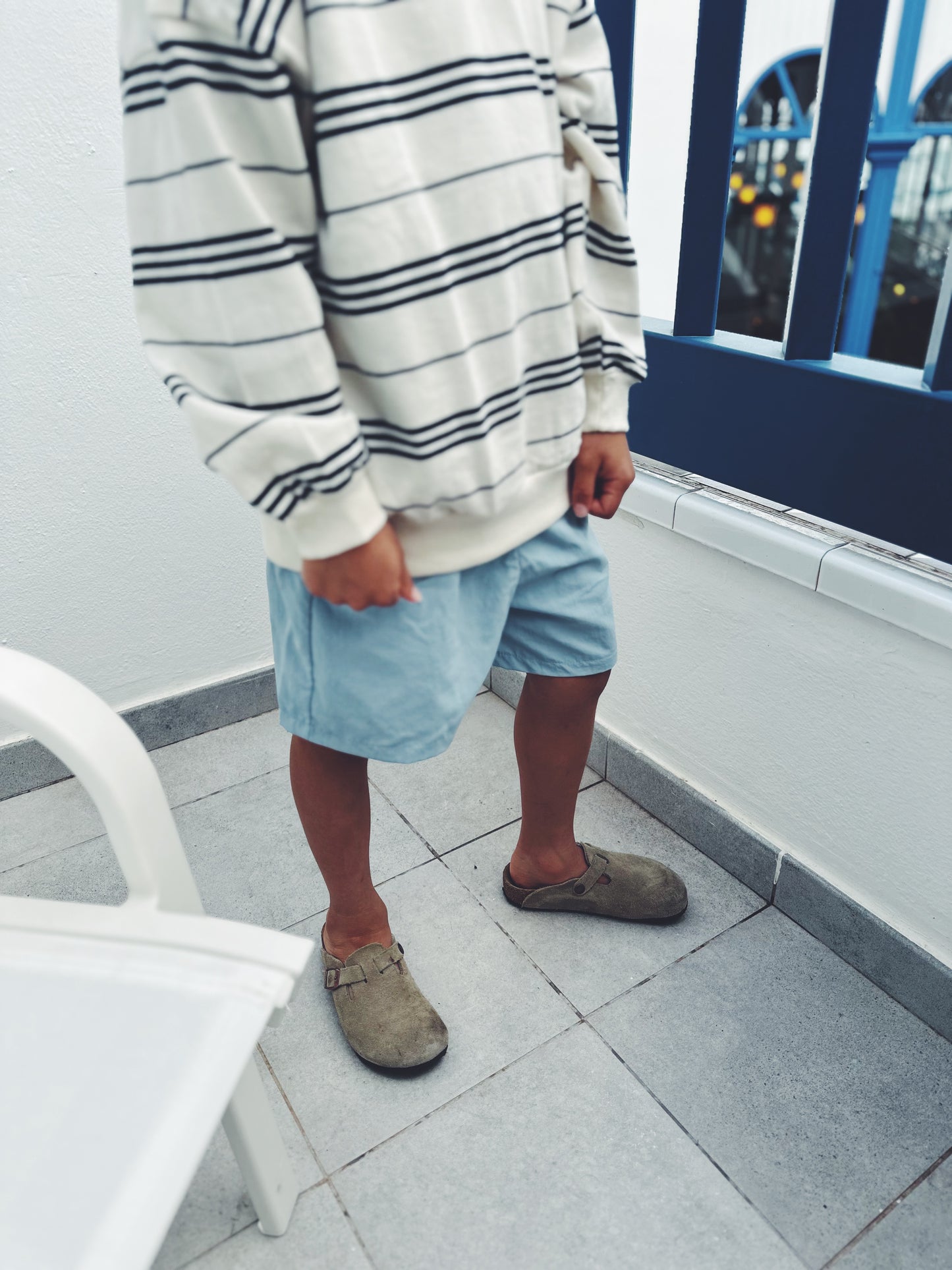 Tomas stripes sweater - ecru with navy