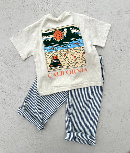 California boxy tee - Oatmeal melange