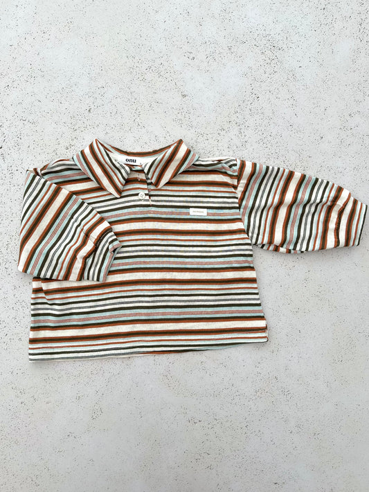 Oni multi striped knit polo