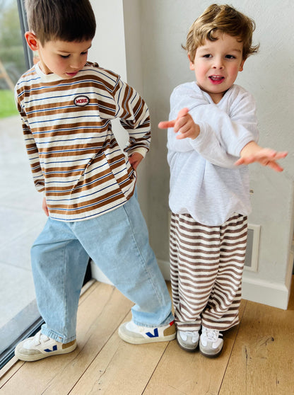 More stripe loose tee - brown/navy