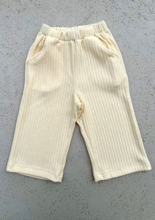Lily ribbed knit pants - Cream