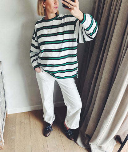 Mari longsleeve oversized tee - pink/blue/ivory