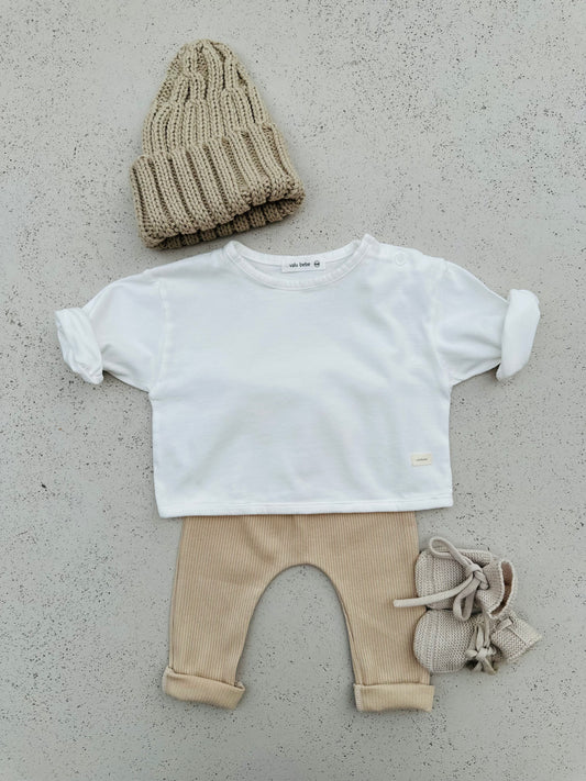 Loose button tee - ivory