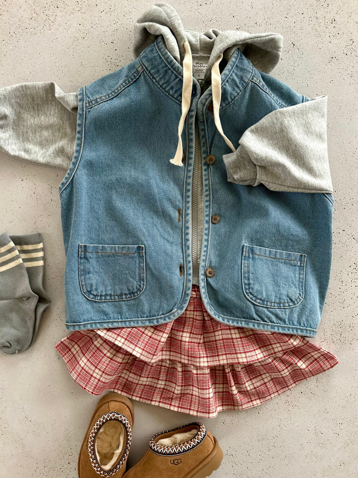 Flo flannel check skirt with shorts - red