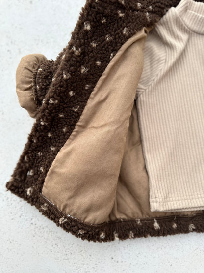 Bebe monet fleece jacket - brown