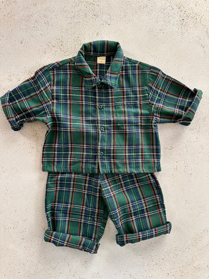 Evergreen check pants - green