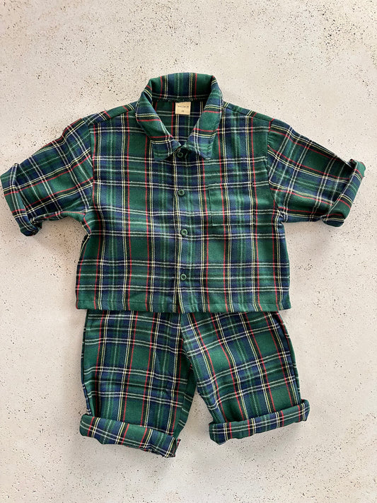Evergreen check pants - green