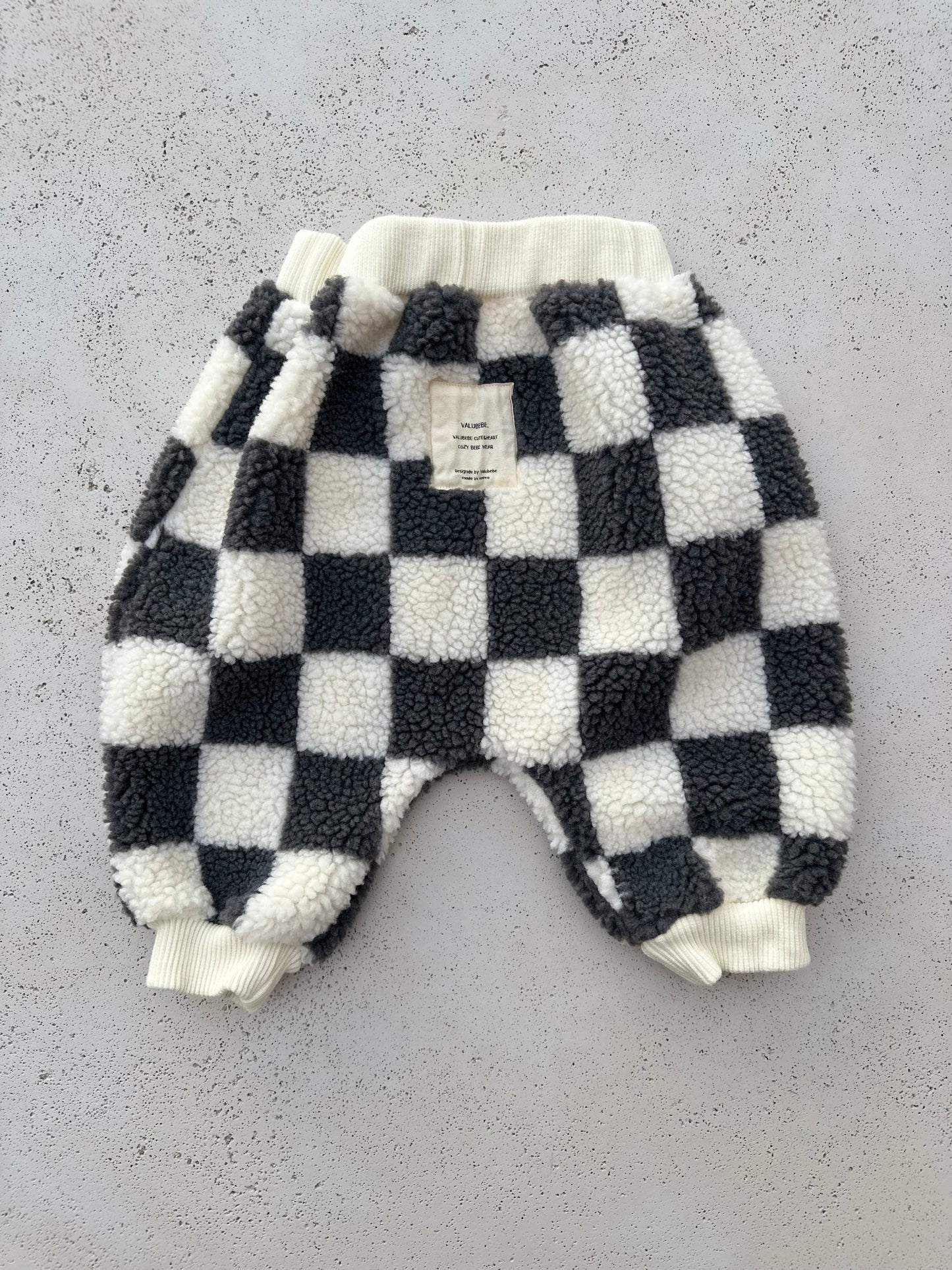 Bebe big check fleece joggers - grey