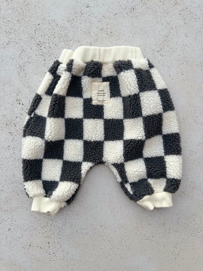 Bebe big check fleece joggers - grey