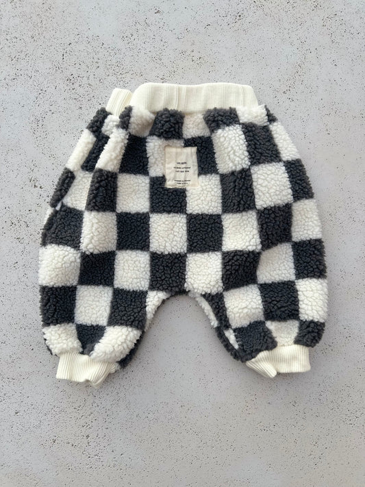 Bebe big check fleece joggers - grey