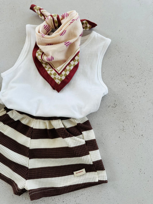 Onu waffle stripe shorts - brown