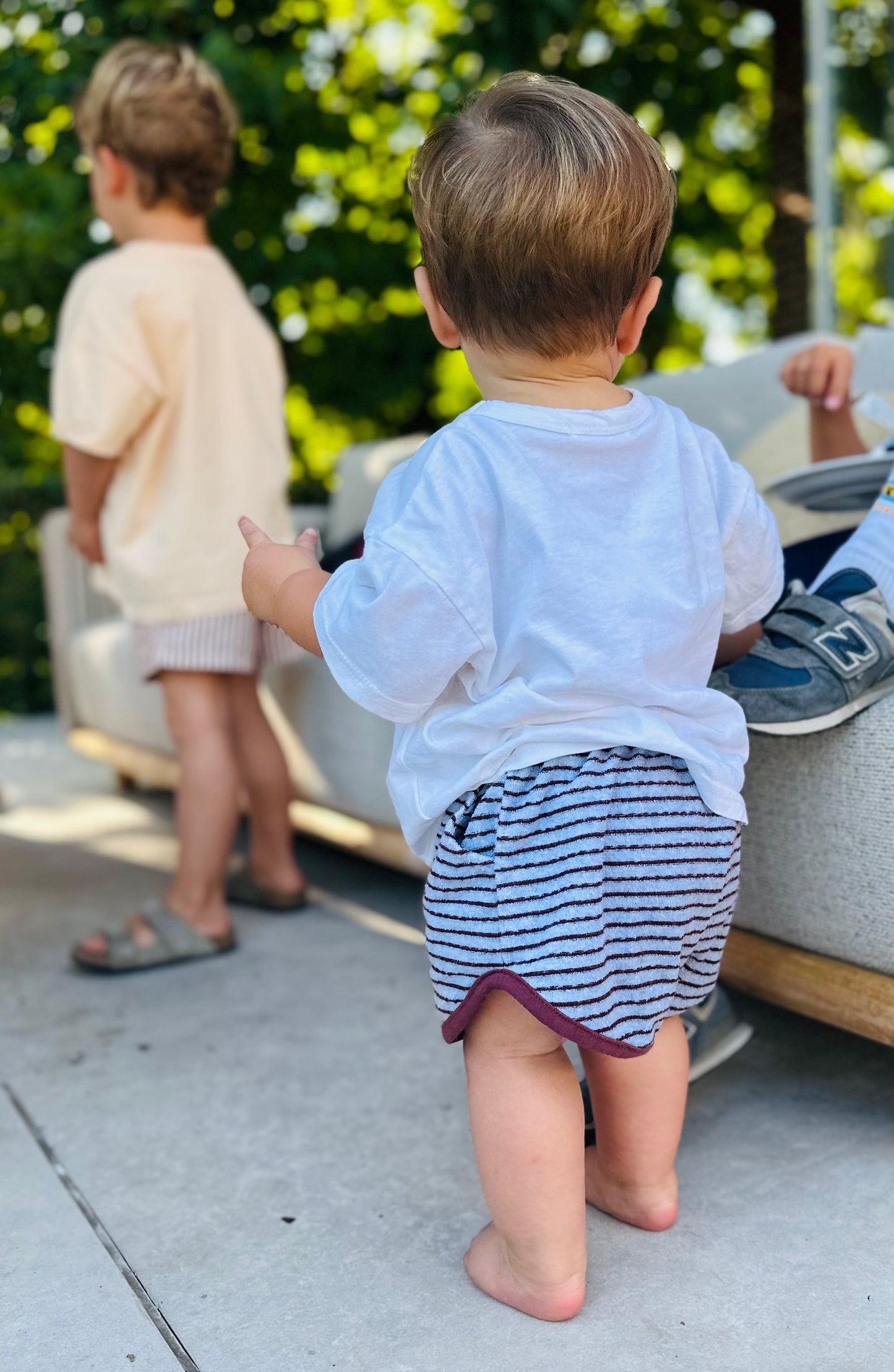 Bebe stripe beach shorts - blue-purple