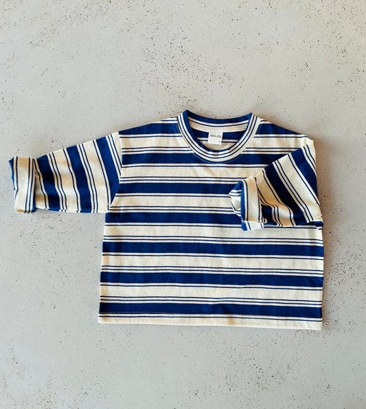 Las stripe boxy longsleeve - blue