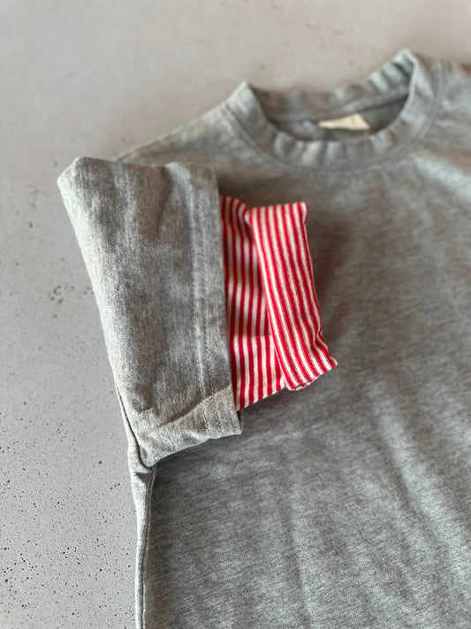 Bo double sleeve tee - grey-red