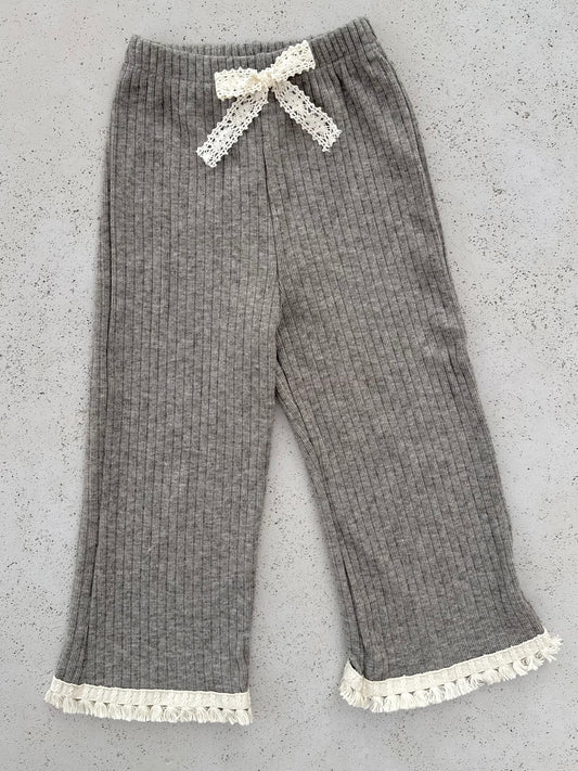 Celeste knit & lace pants - grey
