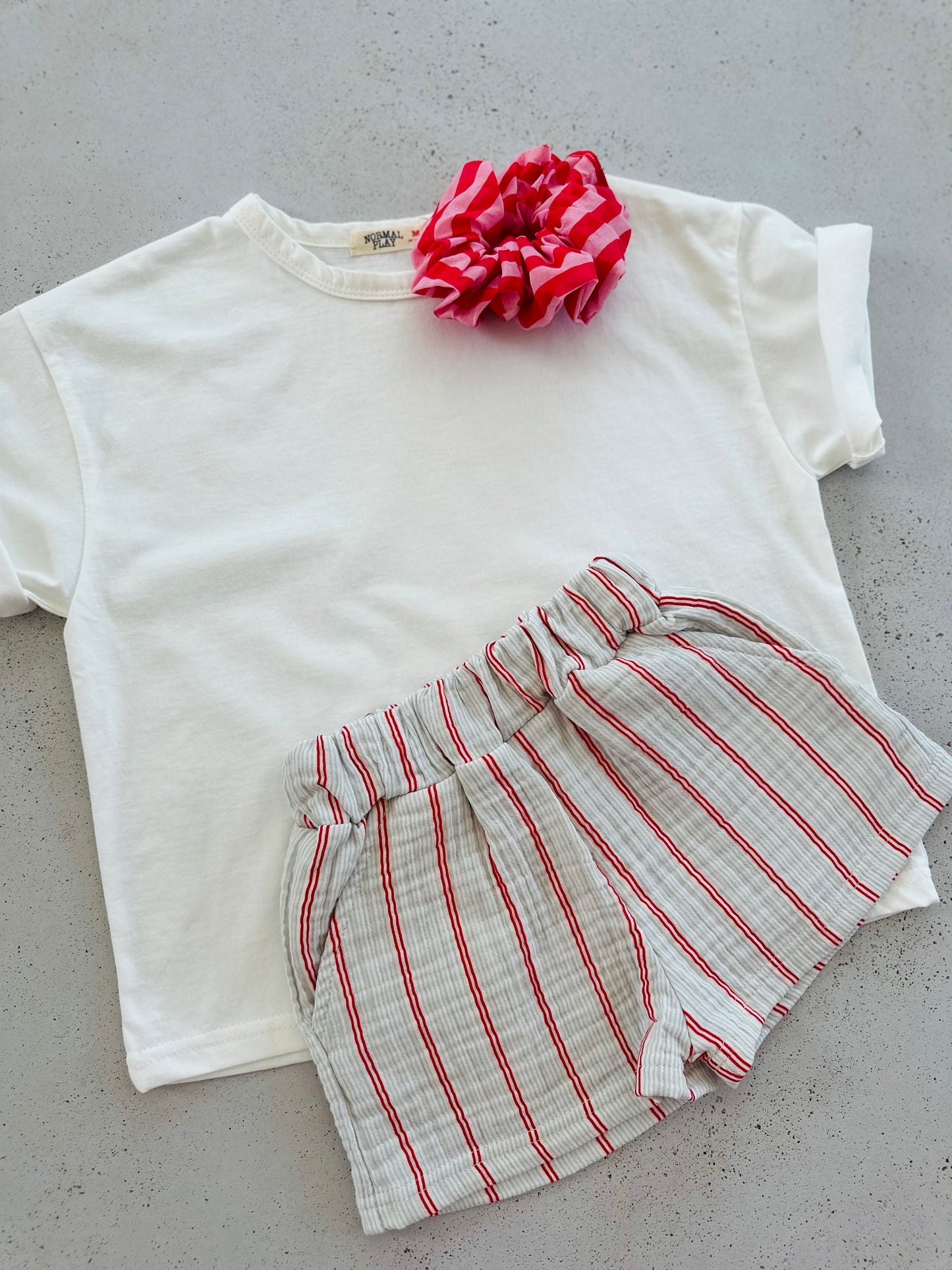 Carly stripe shorts - sky-red