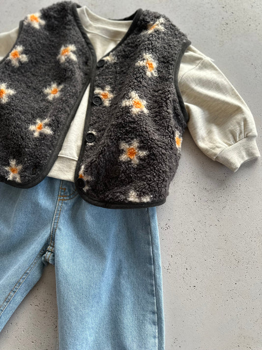 Midnight bloom vest - charcoal