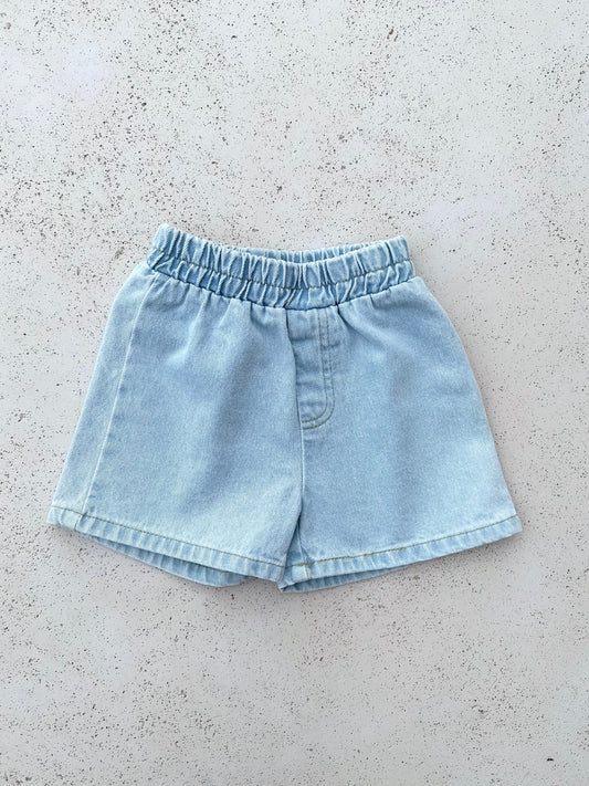 Milo wide denim shorts - washing light blue
