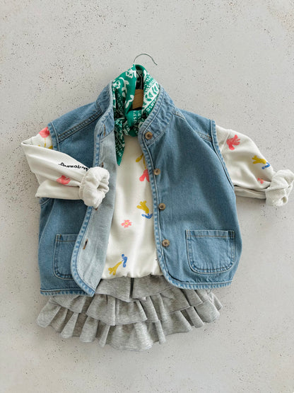 Roomy denim vest - blue washing