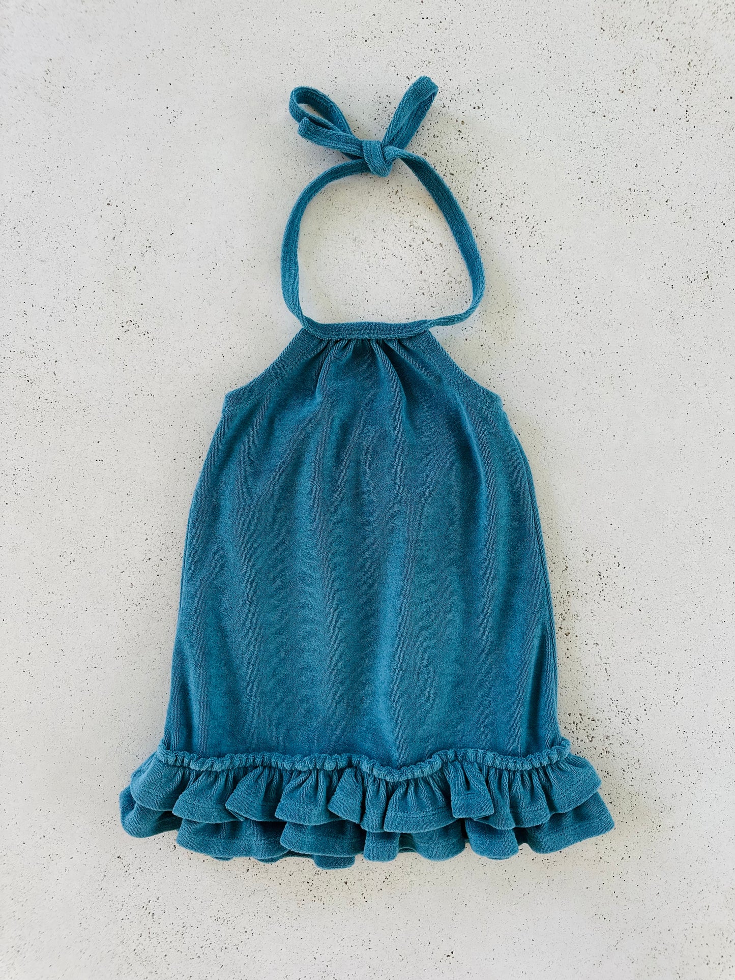 Kate halter frill dress - ocean blue