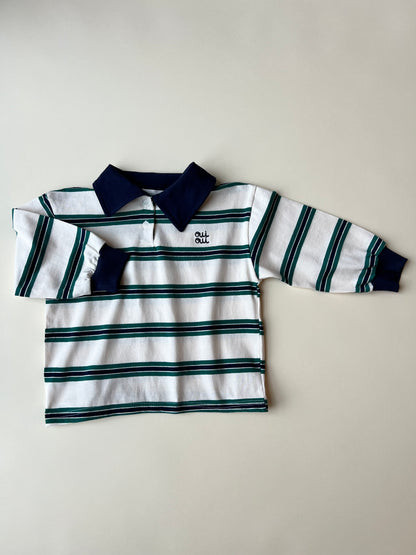 Gogu Ouioui stripe polo - blue/green