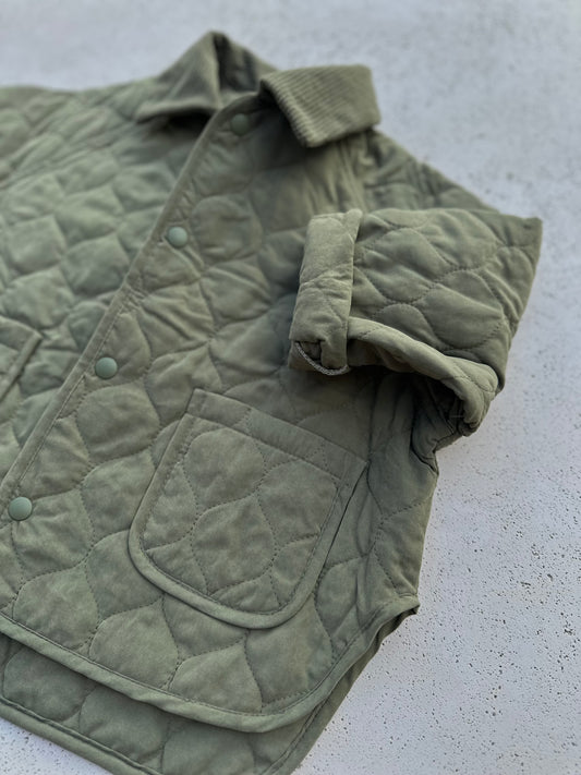 Quin collar quilted jacket - khaki