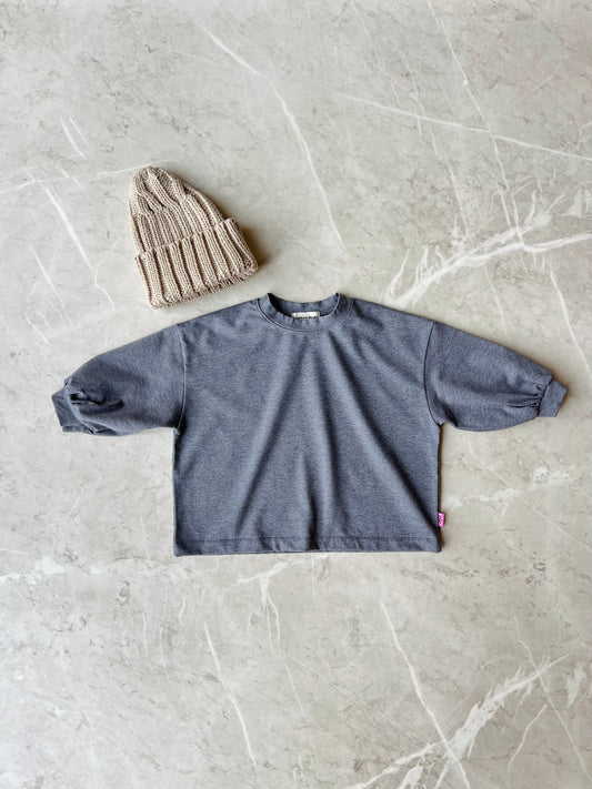 Boxy sweater tee - dark grey