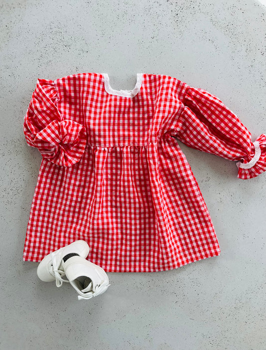 Sweetheart check dress - red