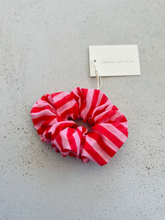 Oversized scrunchie - pink/red stripes