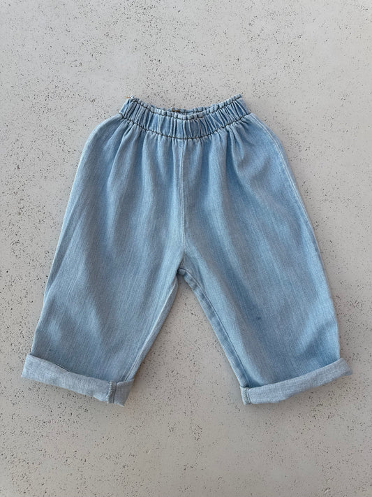 Lily soft slub Jeans - Light blue