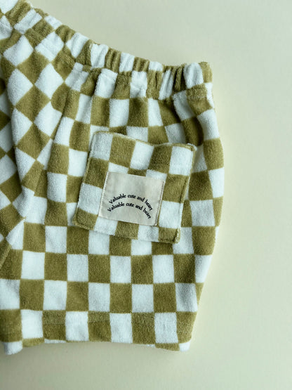 Lego check terry shorts - Olive