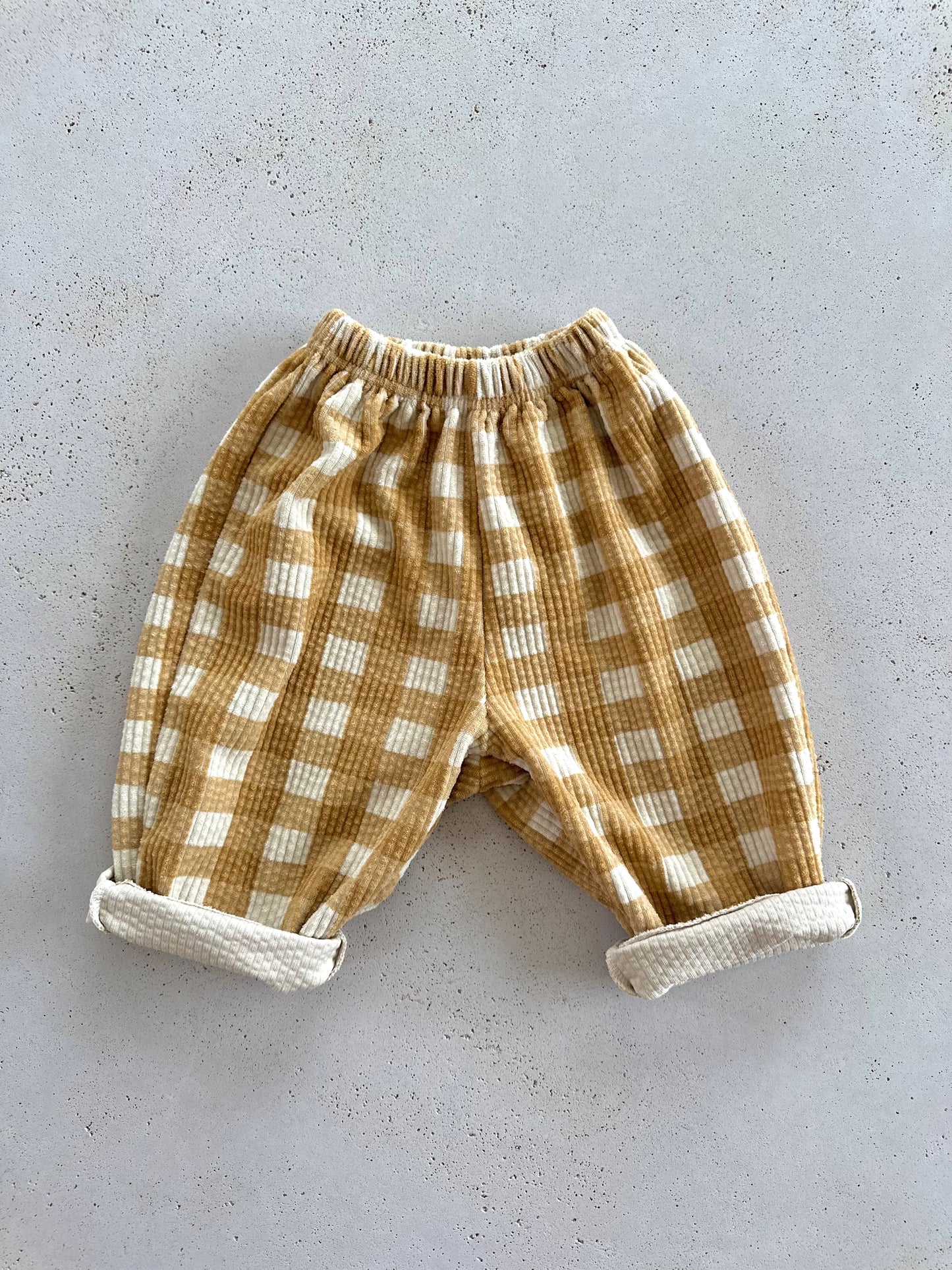 Mochi check rib pants - mustard